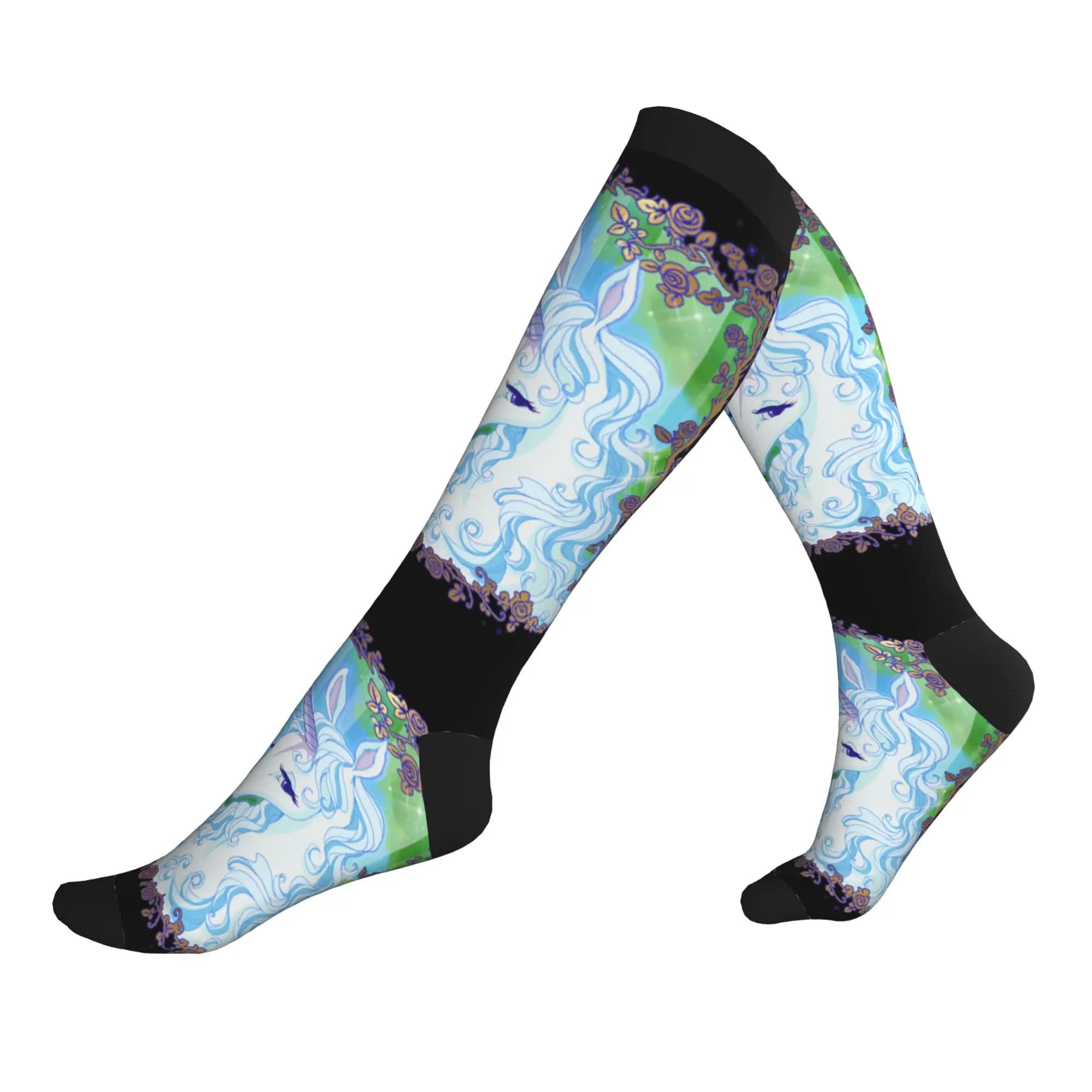 The Last Unicorn Mens Sports Compression Socks Unisex Fun Animated Fantasy Movie Spring Summer Autumn Winter Dress Socks