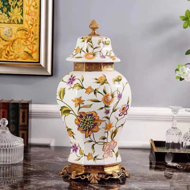 BJ-11 European Ceramics with Copper General Jar High-end Luxury Pendulum Entrance Blue and White Porcelain Ornament