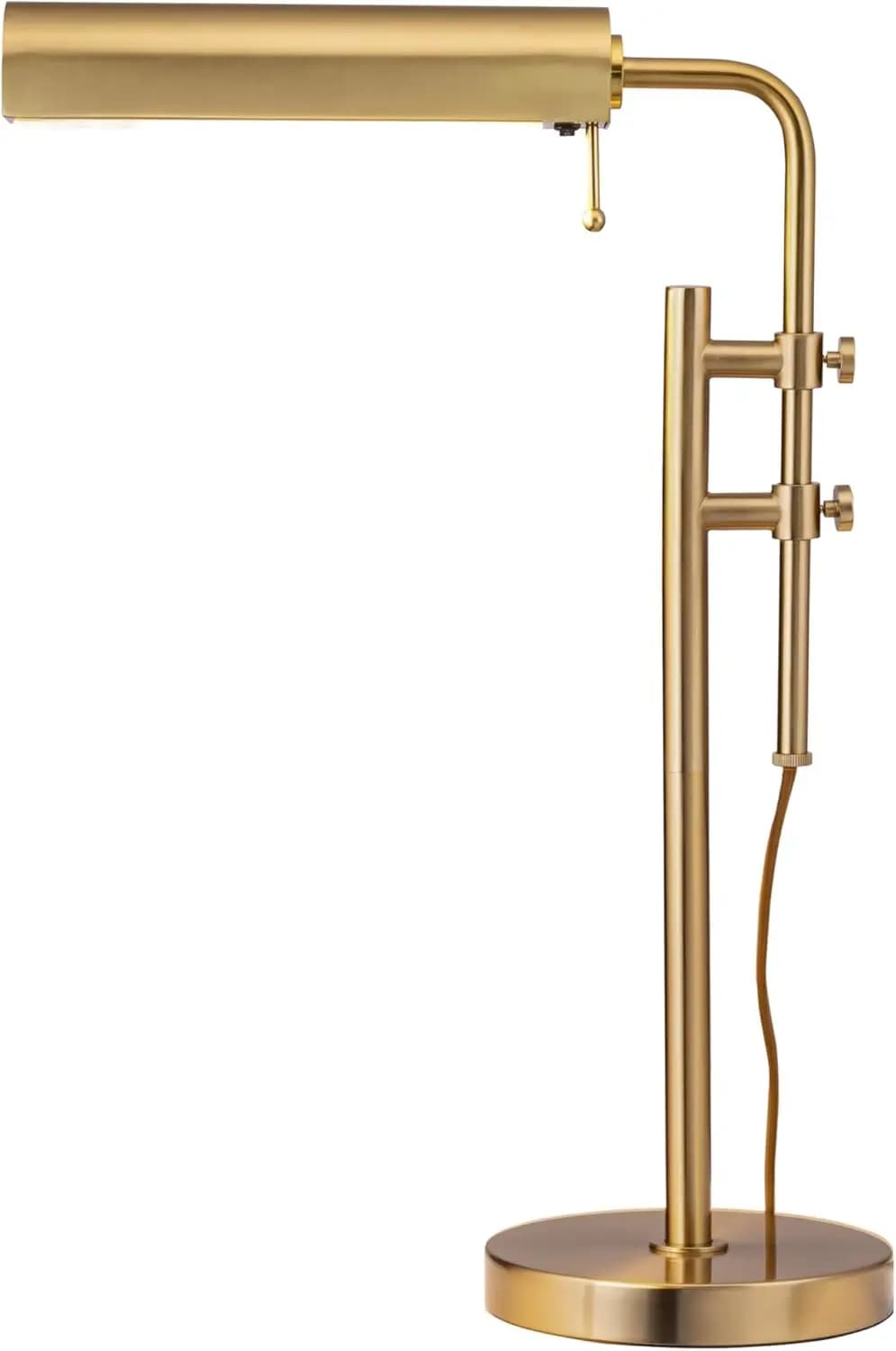 Lampada da Scrivania LED con Braccio Orientabile - Luce Calda 10W per Lettura, Lavori Manuali, Ufficio, Finitura in Ottone Anticato