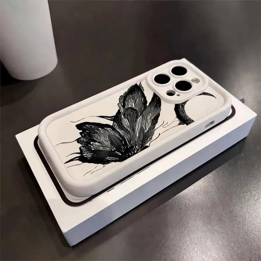 Cover per iPhone 17 Pro Max 17e Air 12 Pro 11 14 13 16 15 Plus con Motivo Luna Crescente e Farfalla