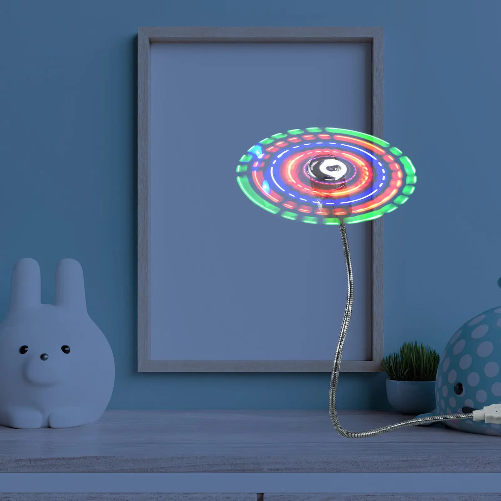 2 Ventole USB LED Mini con Pale Flessibili, Display Circolare a LED Colorato, Ventola USB Mini per Raffreddamento Desktop e Laptop, 7 Colori