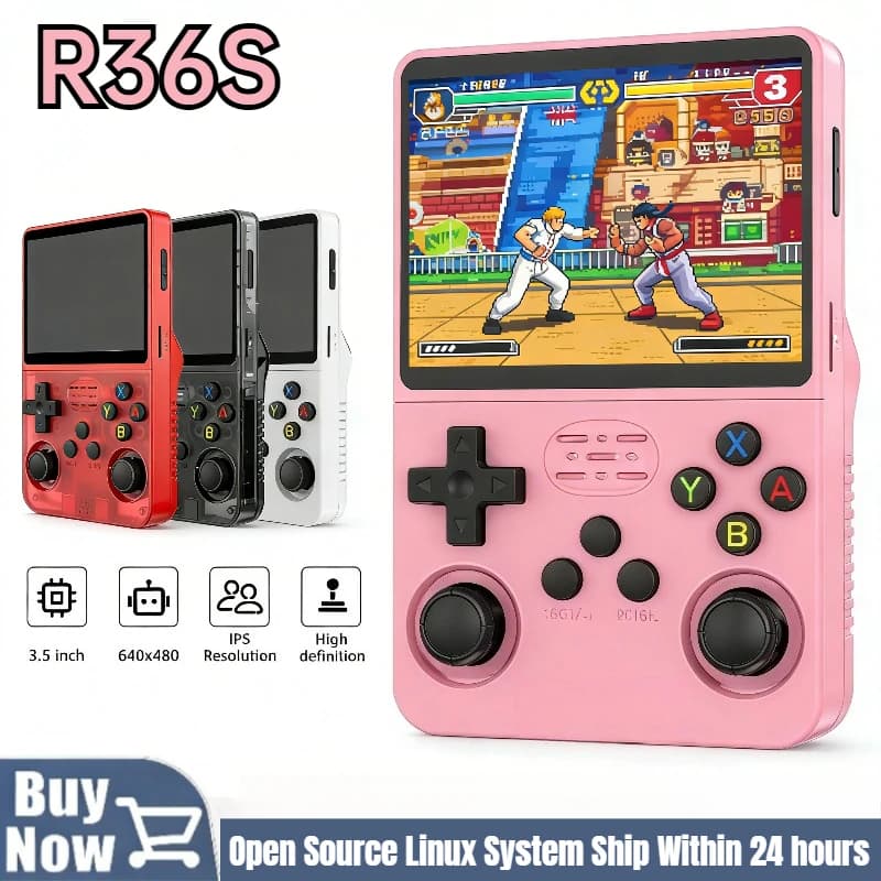 R36S Retro Game Console ARKOS System 3.5 Inch IPS Screen Handheld Classic Portable Video Player 128G Games Boy Gift