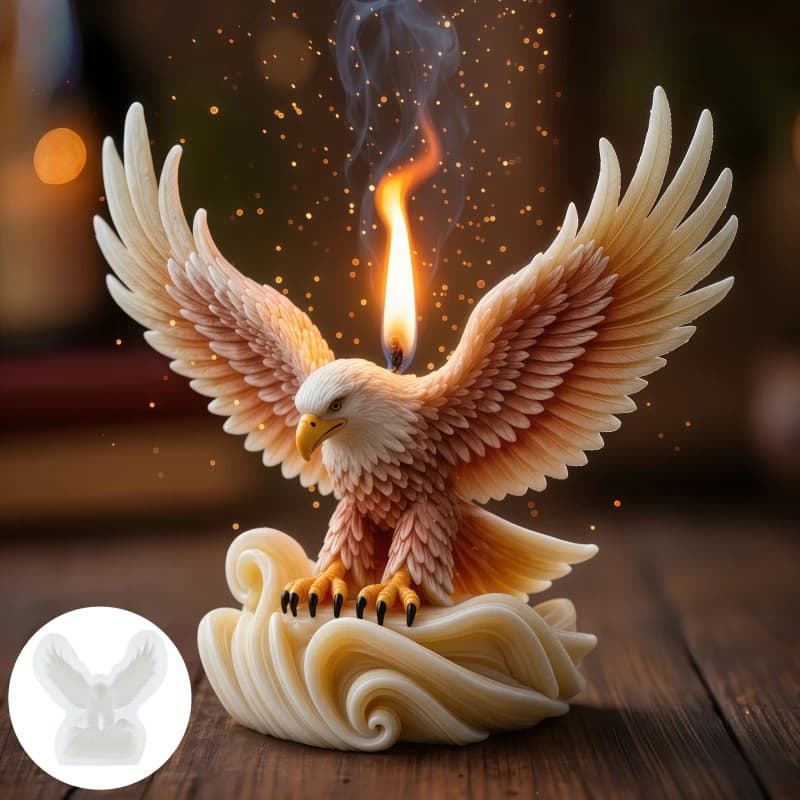Stampo in silicone per candele a forma di aquila in volo, stampo in resina per aquila in volo, stampo artigianale per aquila in cemento, gesso e silicone