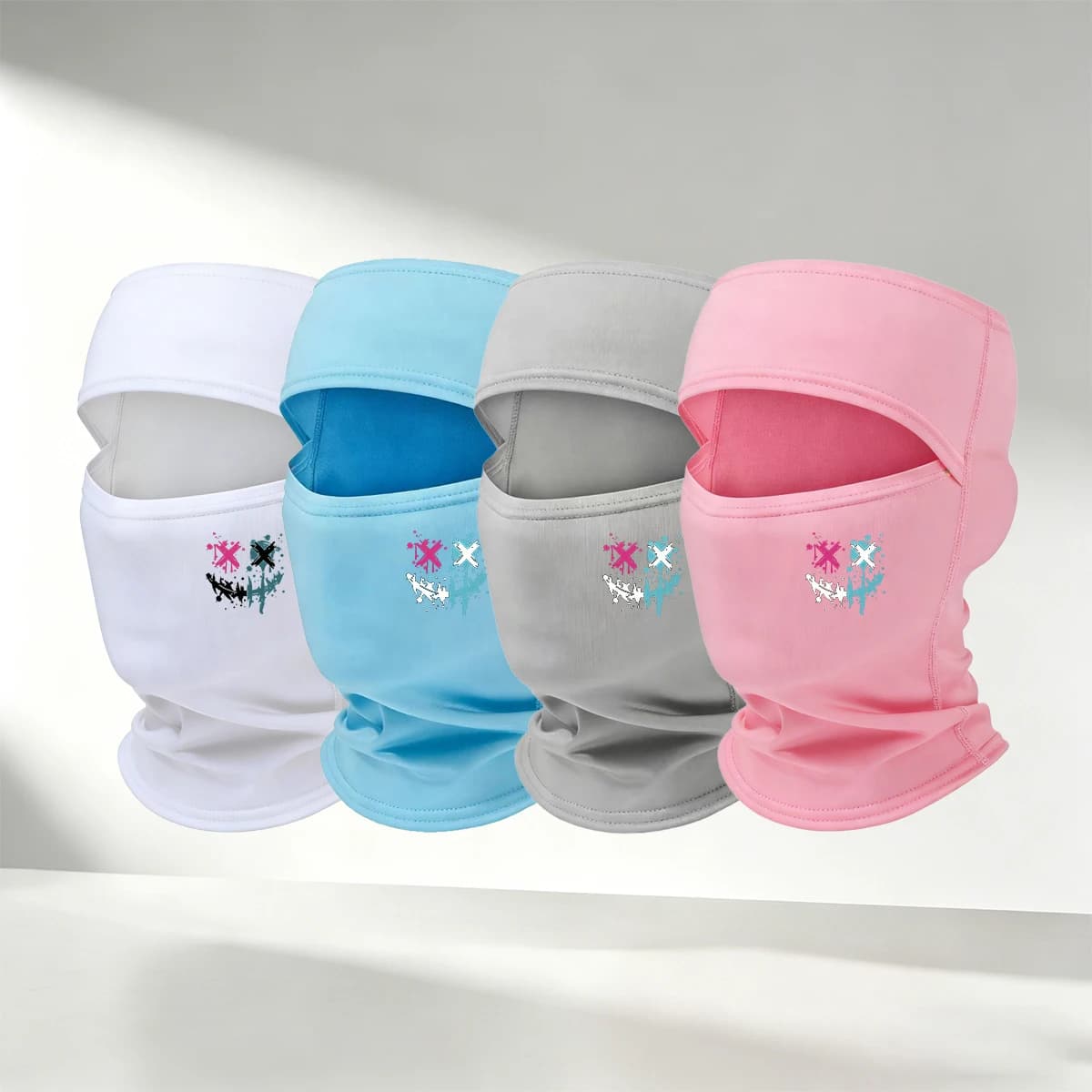 New Graffiti X Printed Balaclava Face Mask, Breathable Ice Silk Full Face Neck Mask, Suitable for Motorcycle and Outdoor Sports