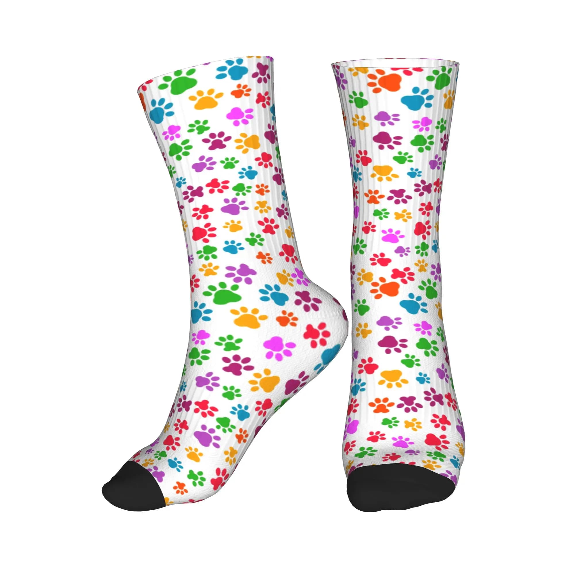 Calzini con stampa Kawaii colorata con impronte di animali e zampine di cane per uomo e donna, calzini elasticizzati per l'estate, l'autunno e l'inverno