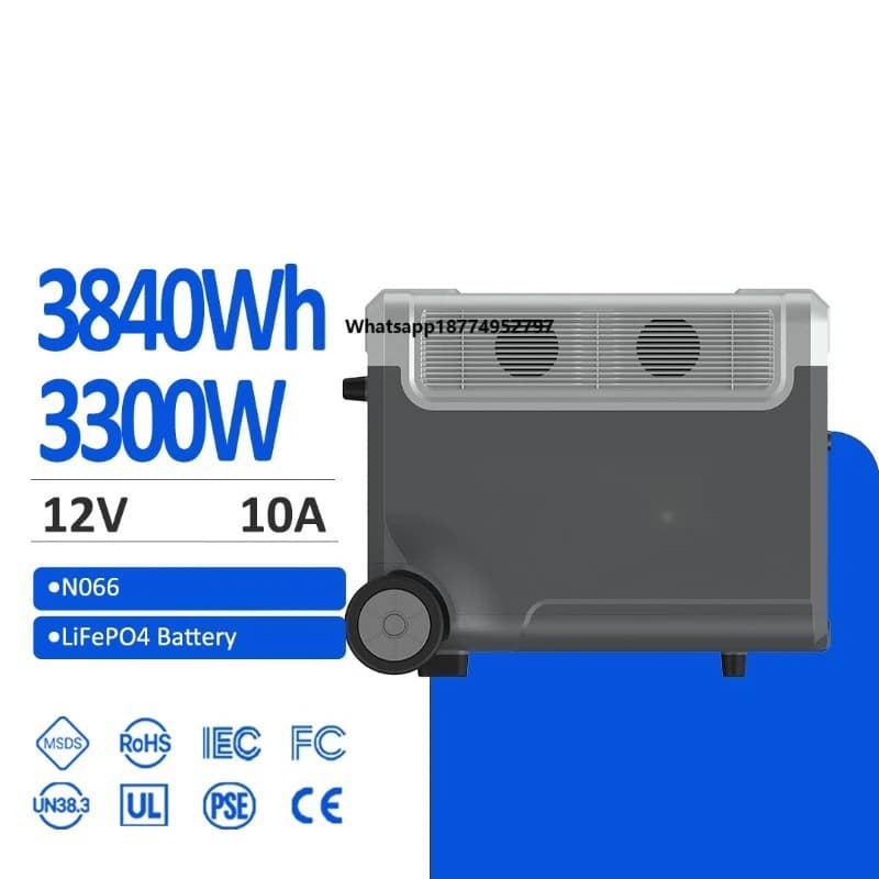 SAMAS 3840wh3300W Portable Energy Station with Extra Battery Pack Solar Chargeable Pure Sine Wave Inverter & Jump Starter