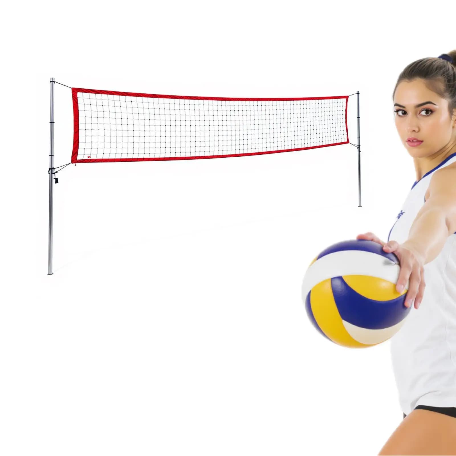 Rete da Pallavolo per Piscina, Rete Intrecciata per Allenamento di Pallavolo, Rete Pieghevole Portatile per Parco, Sport all'Aperto, Prato