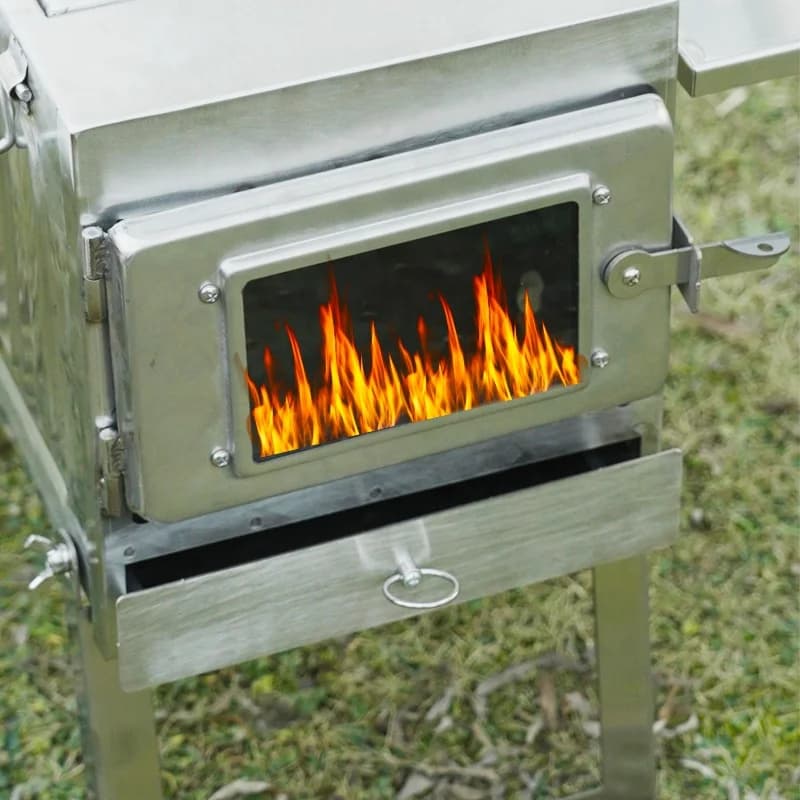 Hot Steel Wood Burning Stoves for Family Glamping Tents with Sides windows