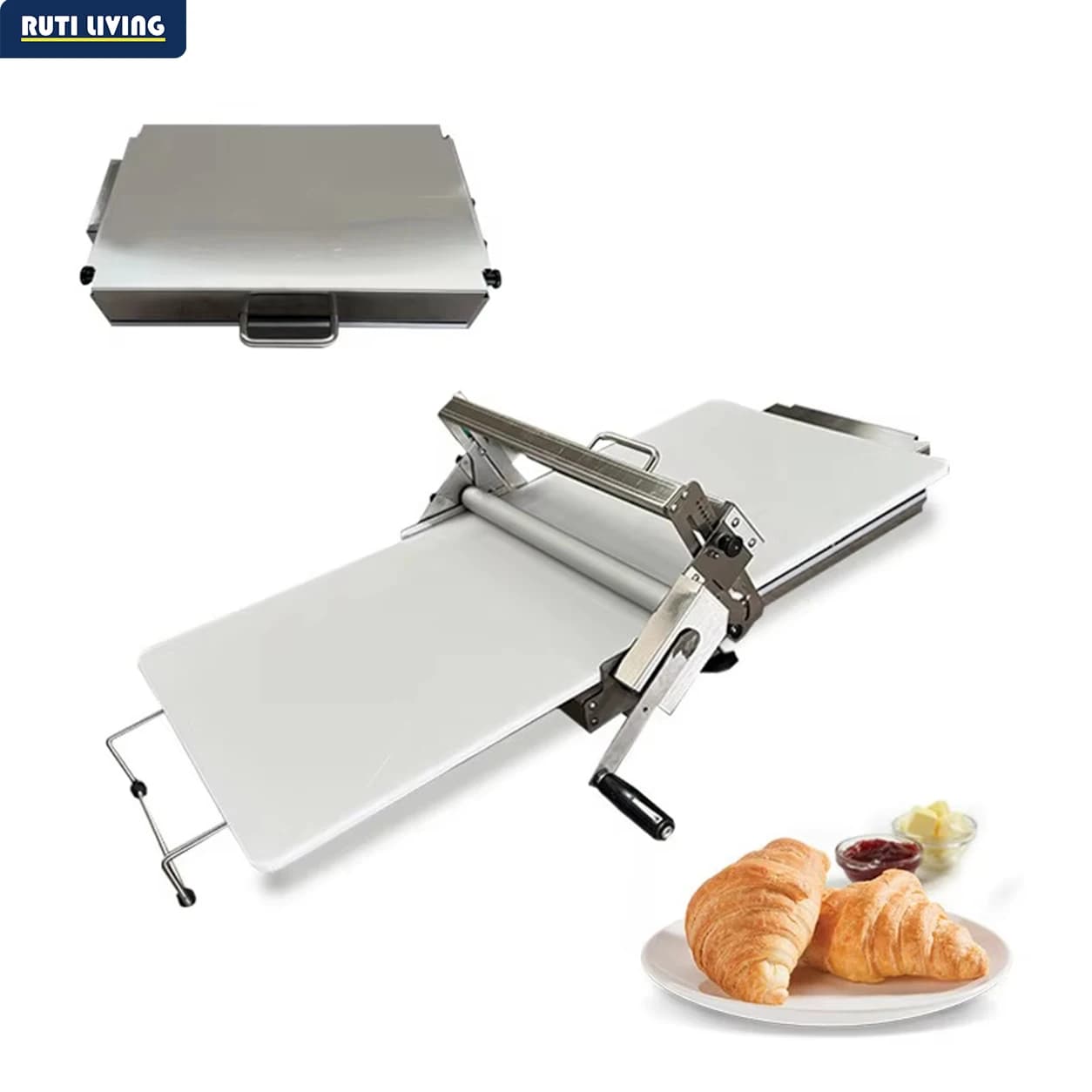 Hand Cranked Puff Pastry Machine Desktop Folding Hand Crank Pizza Croissant Dough Tablet Manual Sheeter