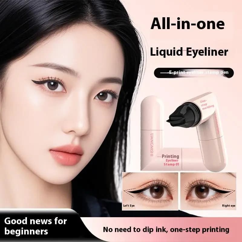 Timbro per eyeliner girevole a doppia testa Timbro per eyeliner integrato Sigillo di contorno preciso Eyeliner a lunga durata Penna liquida Cosmetici