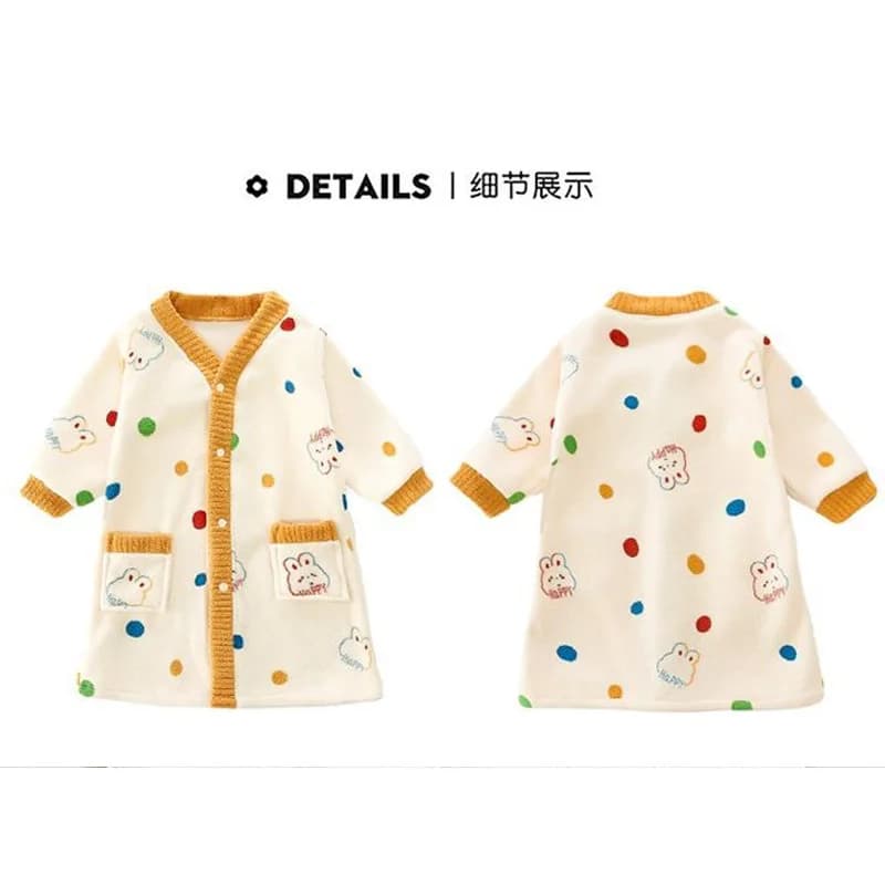 Kids' Bathrobe Winter Girls Flannel Dress Hot Thickness with Hood Soft Pigiama Home Clothing Pigiama Set Nightwear Children's Clothing