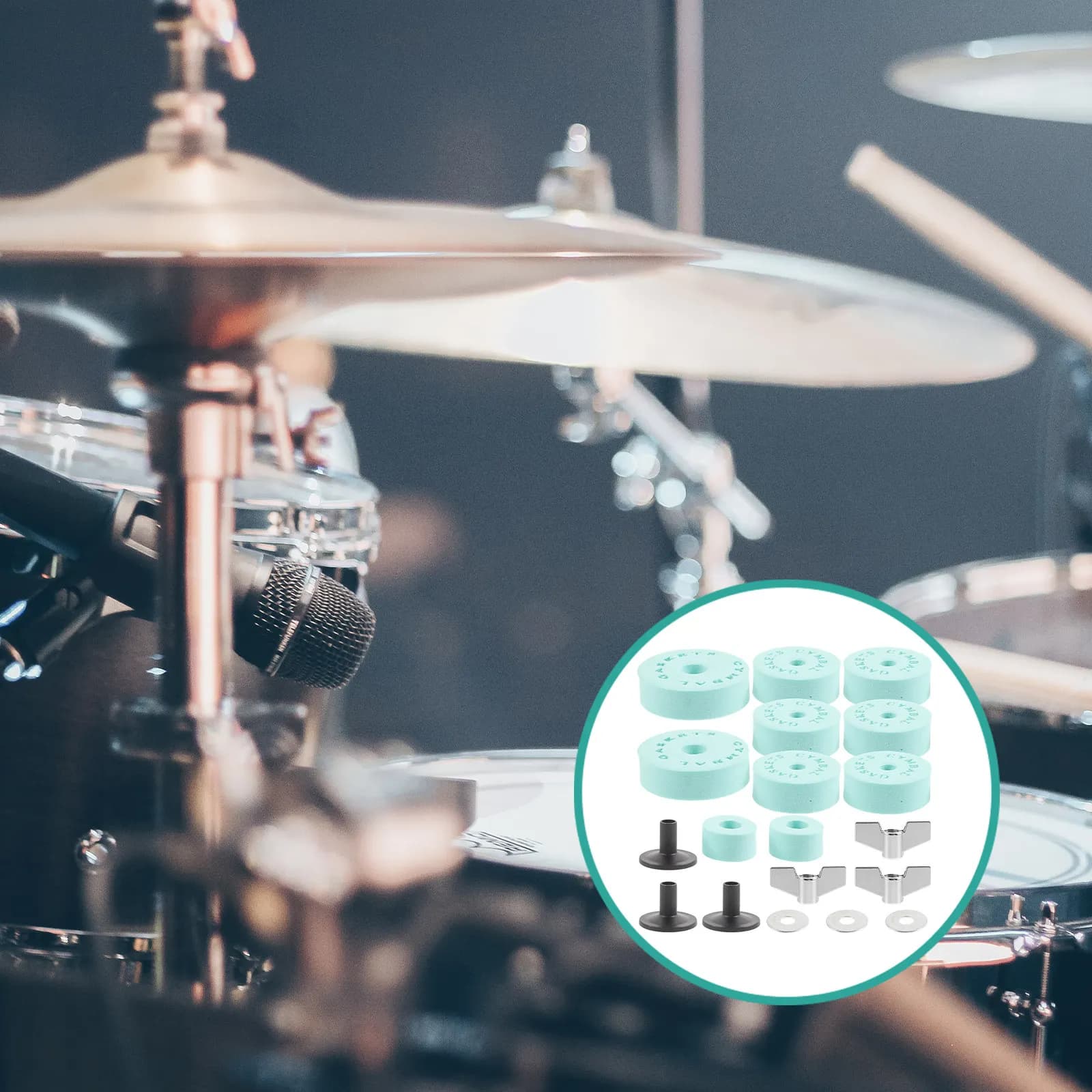 1Set Drum Kit Accessories Eva Cotton Pads Non-Slip Cymbal Stand Tubes Cymbal Gasket Drum Supplies Clutch Gasket