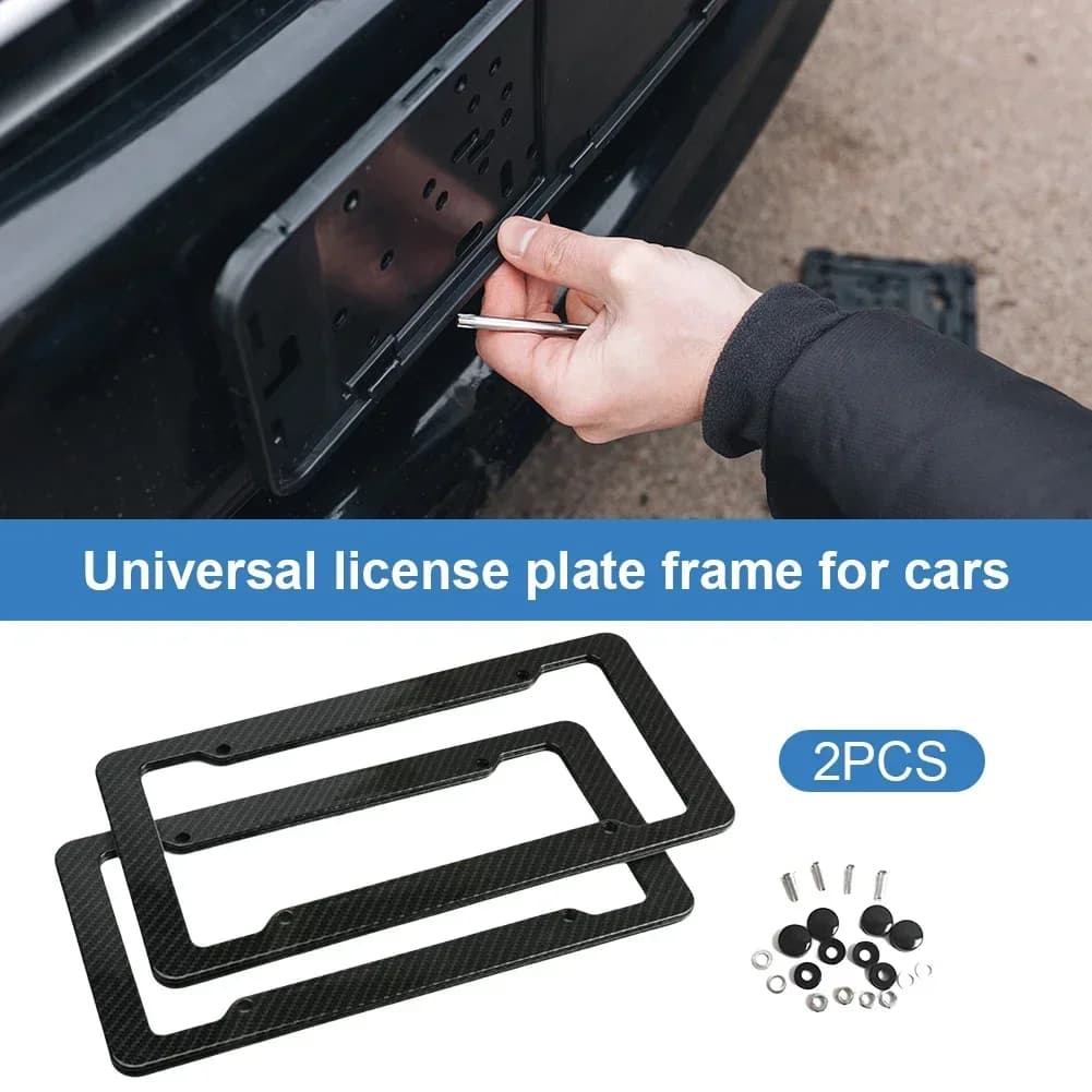 1/2 pezzi porta targa nero etichetta telaio targa auto etichetta targa in fibra di carbonio coperchio etichetta ricambi auto universali