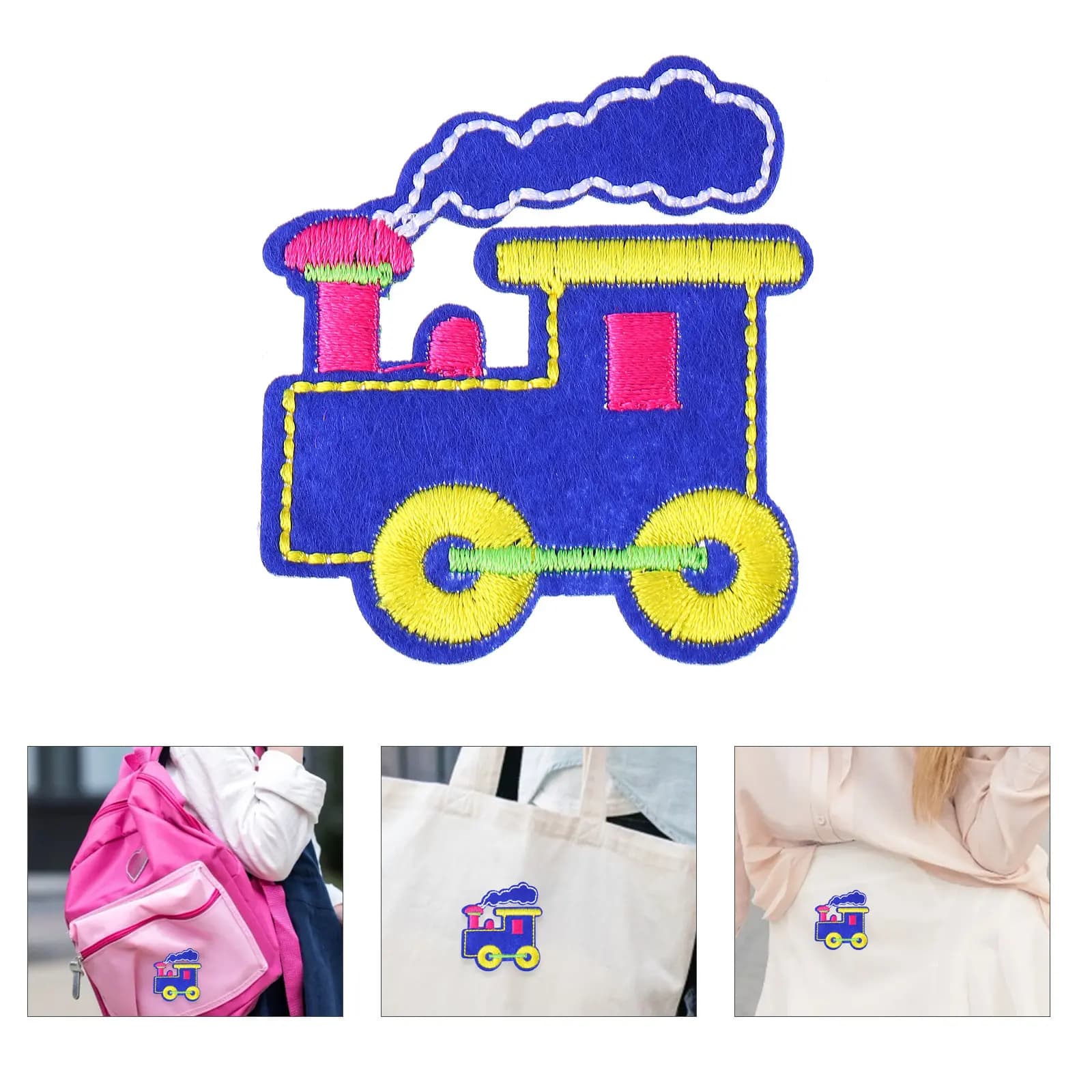 10 Pezzi Toppe Termoadesive Ricamate Luminose a Forma di Treno Cartone Animato per Cucire su Vestiti, Borse, Scarpe, Forniture Fai da Te per Riparazioni