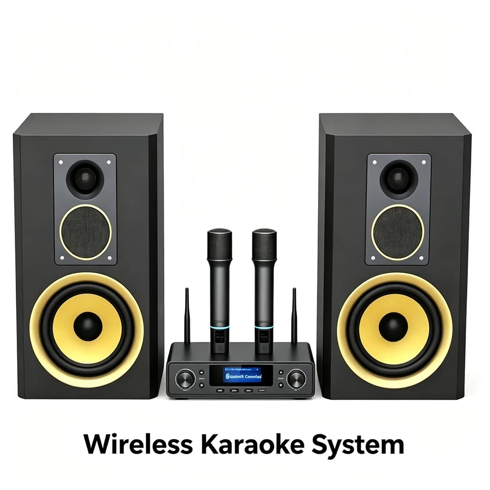 K03 300W All-in-One Wireless Karaoke BT 5.0 Karaoke Machine with Dual UHF Mics, Remote for Home Singing & Entertainment