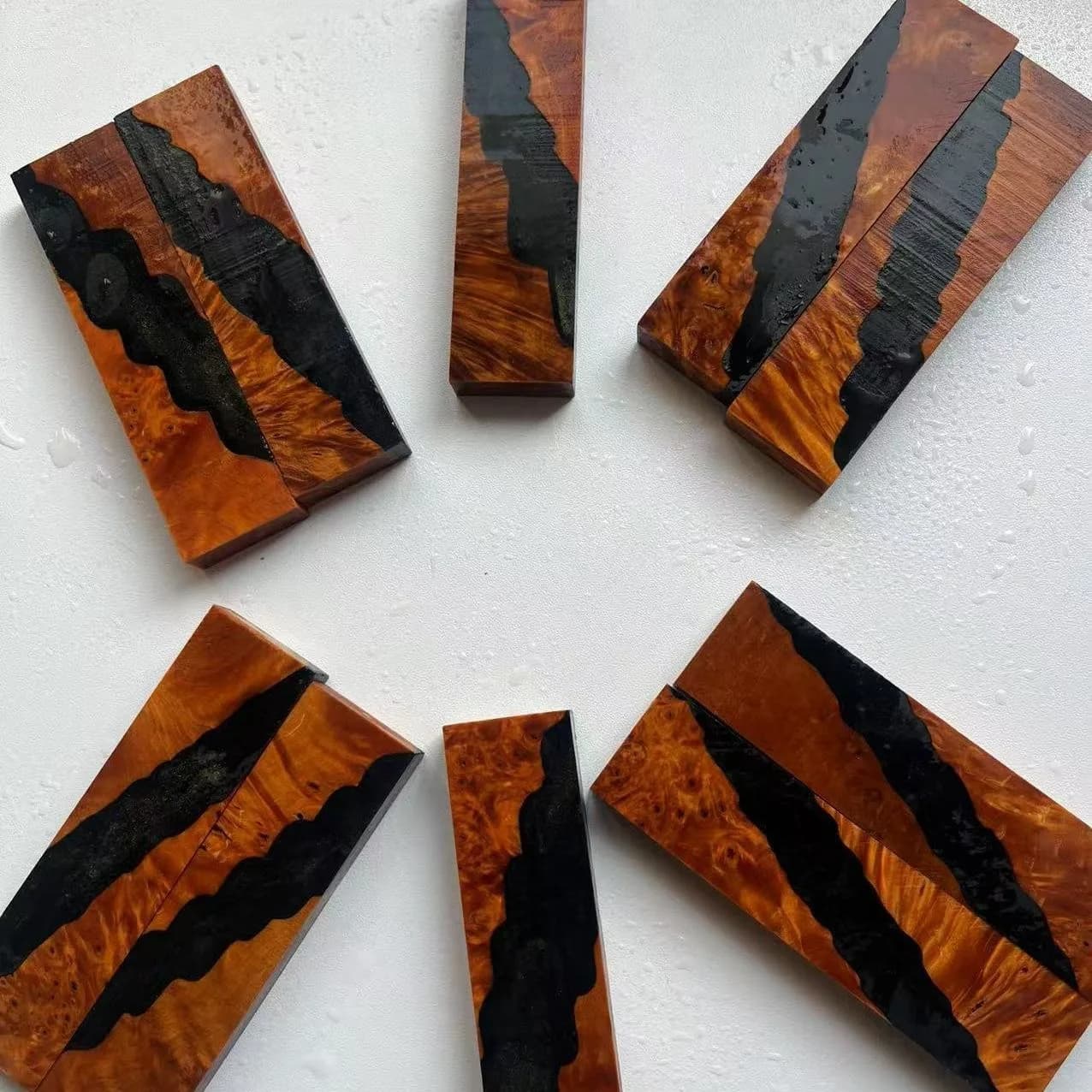2 pz - 10x2.5x1cm Materiale per manici di coltelli in legno e resina, per coltelli da cucina, resistente, colorato, in legno di acero stabilizzato con resina, per la creazione di penne