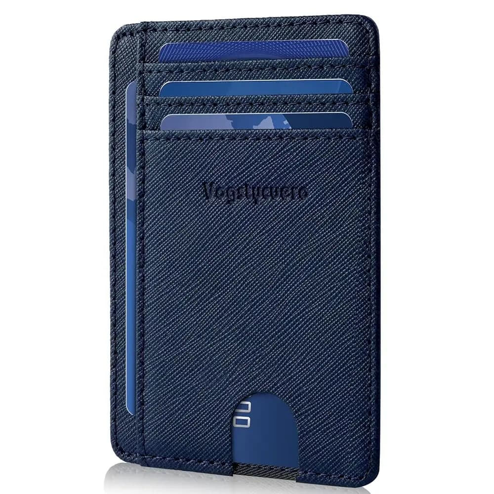 Spedizione Gratuita Portafoglio Sottile Minimalista con Tasca Frontale Blocco RFID 100% Vera Pelle Porta Carte di Credito per Uomo