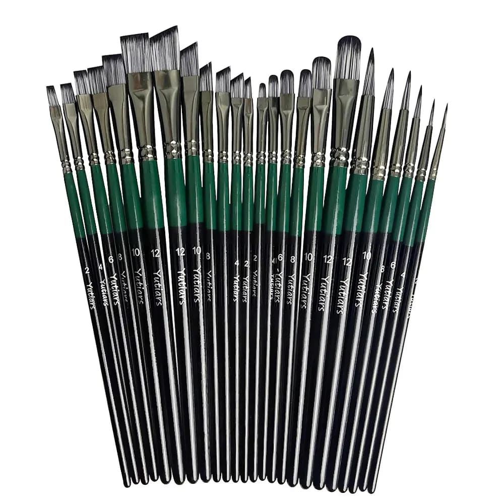 Yutiars Professional brush set for artists - 6/24 pieces, nylon bristles for watercolor, acrylic, oil painting, handicraft and body face
