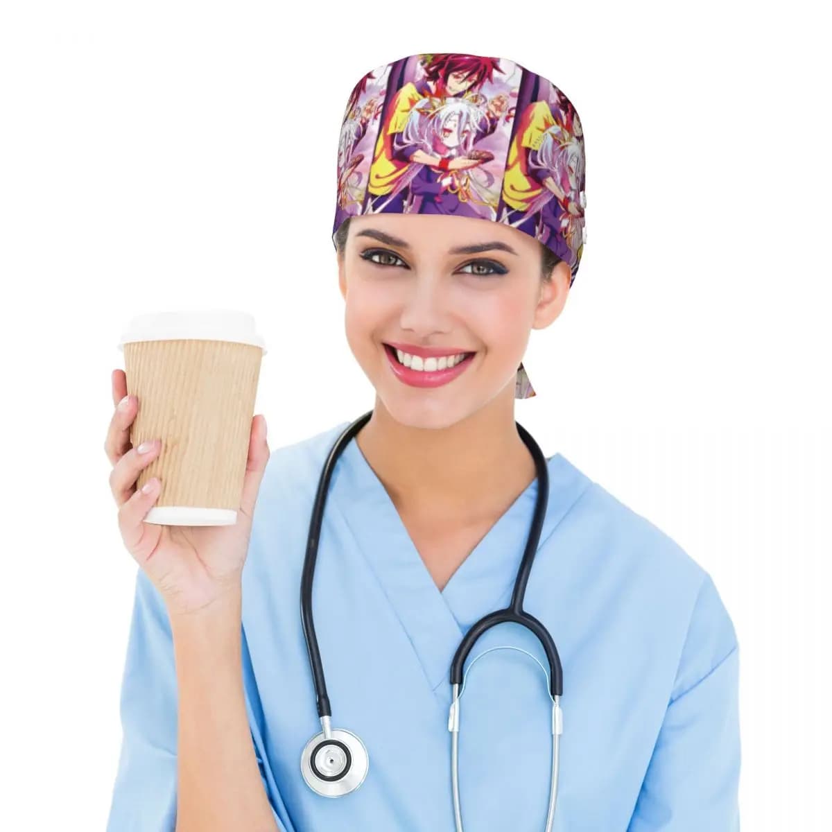 No Game No Life Zero Cover Image Scrub Hat Doctor Working Surgical Cap Men Women Adjustable Nursing Caps for Dentist