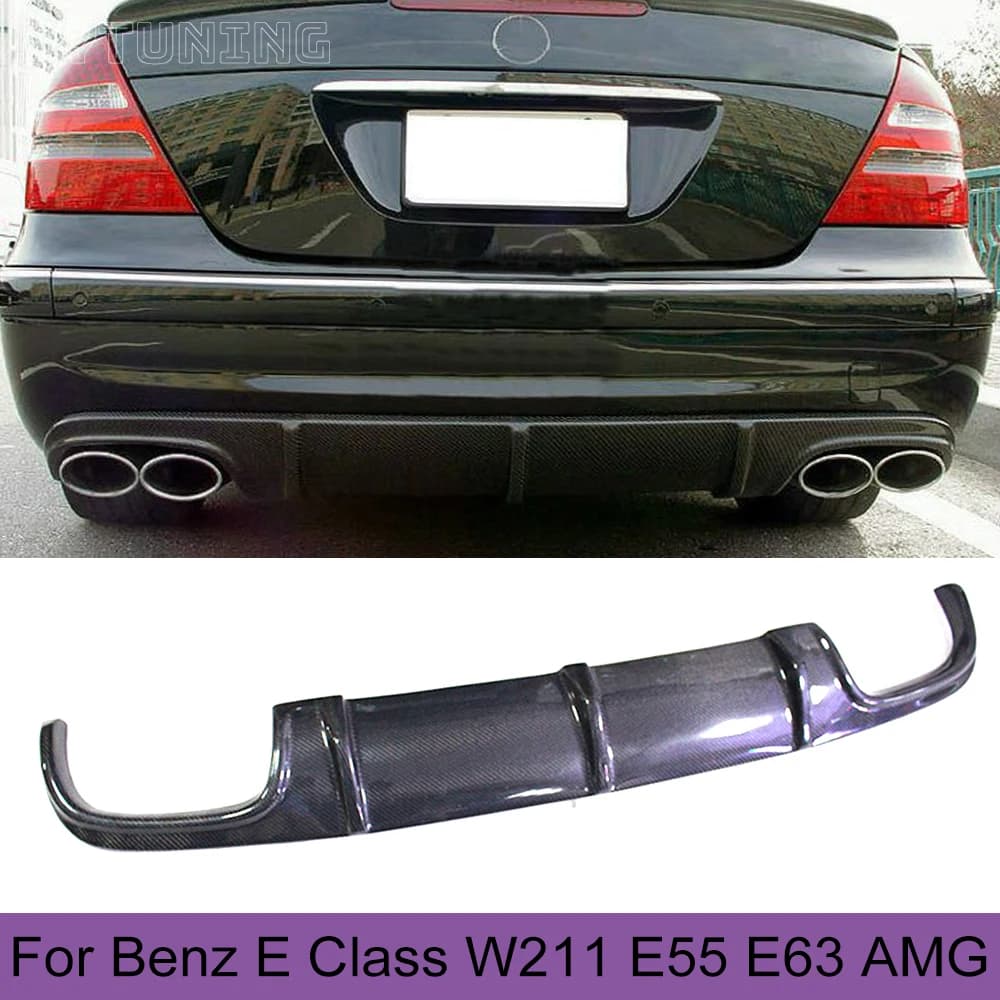Spoiler del labbro del diffusore del paraurti posteriore da corsa in fibra di carbonio per Mercedes Benz classe E W211 E55 E63 AMG berlina 4 porte 2002 - 2006
