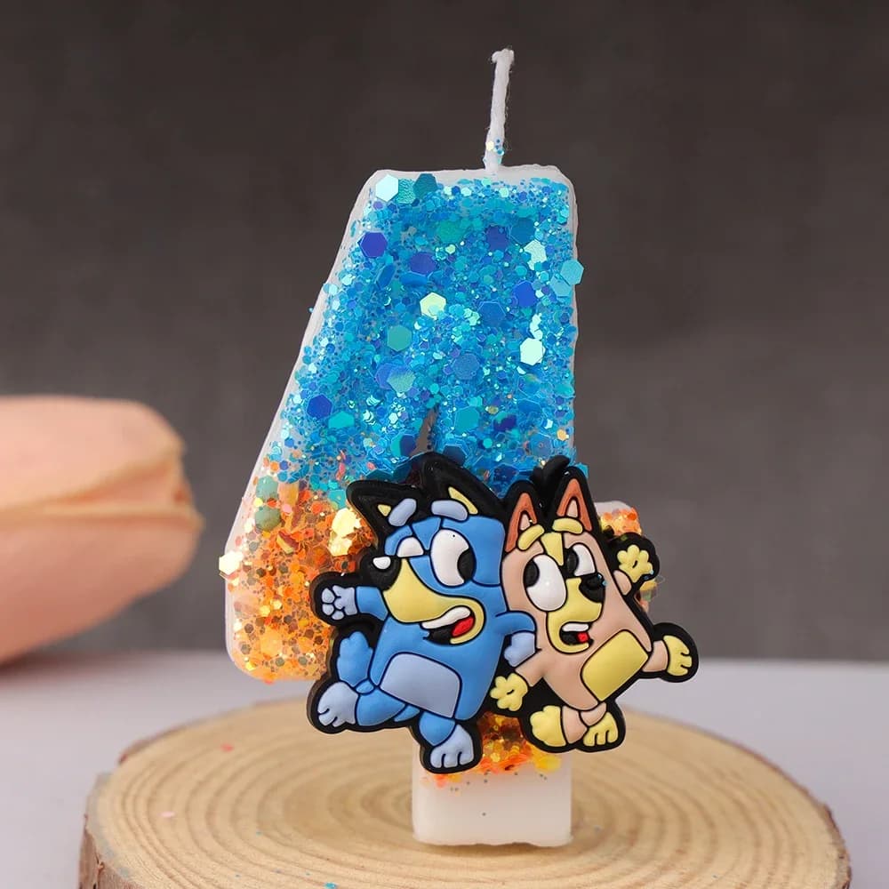 Candela Anime Bluey Bingo, Decorazione per Torta di Compleanno con Numeri 3D 0-9, Personaggi dei Cartoni Animati, Accessori per Baby Shower
