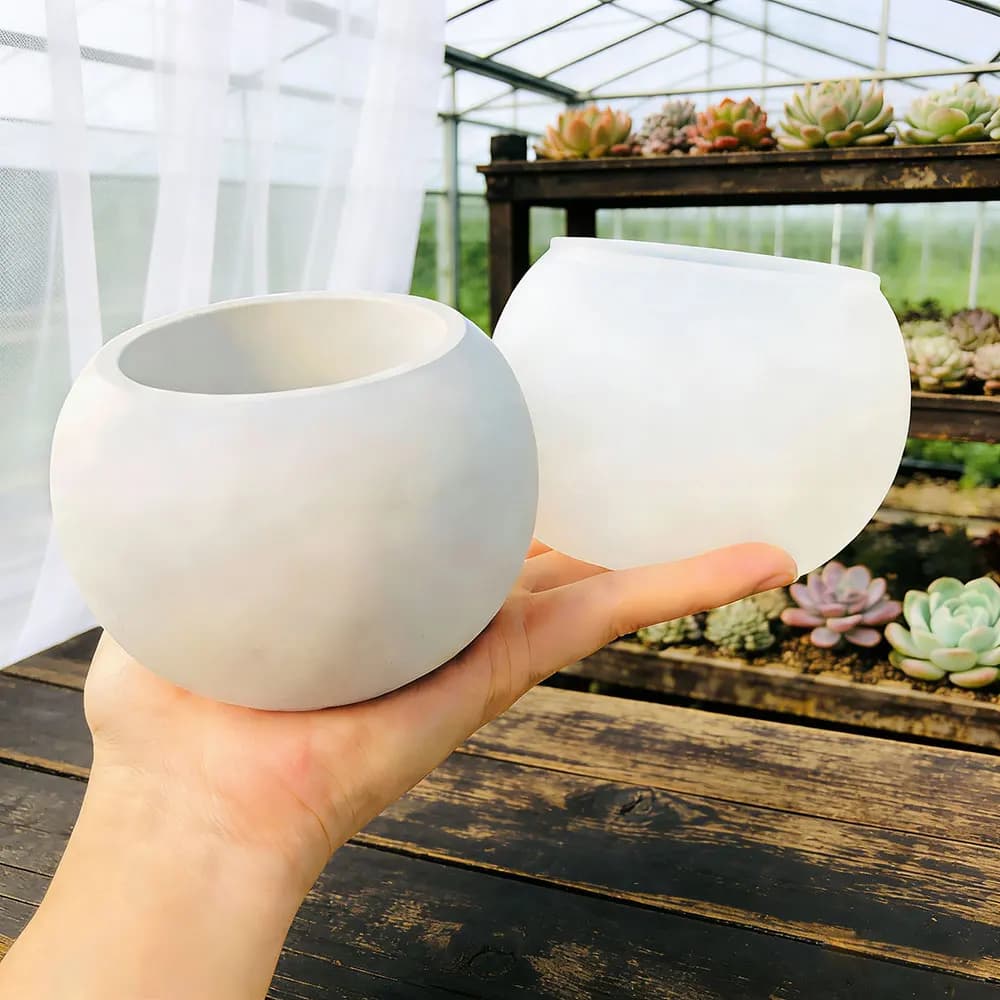 Stampo in silicone sferico per vasi, fai da te, portacandele, contenitori, vasi in gesso, resina epossidica, stampo per colata in cemento, Jesmonite