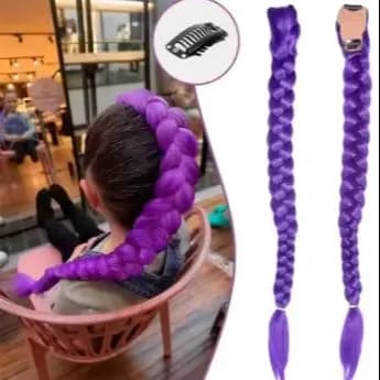 Crochet braid in synthetic hair solid purple with BB clip, heat resistant, for Halloween, cosplay and daily use