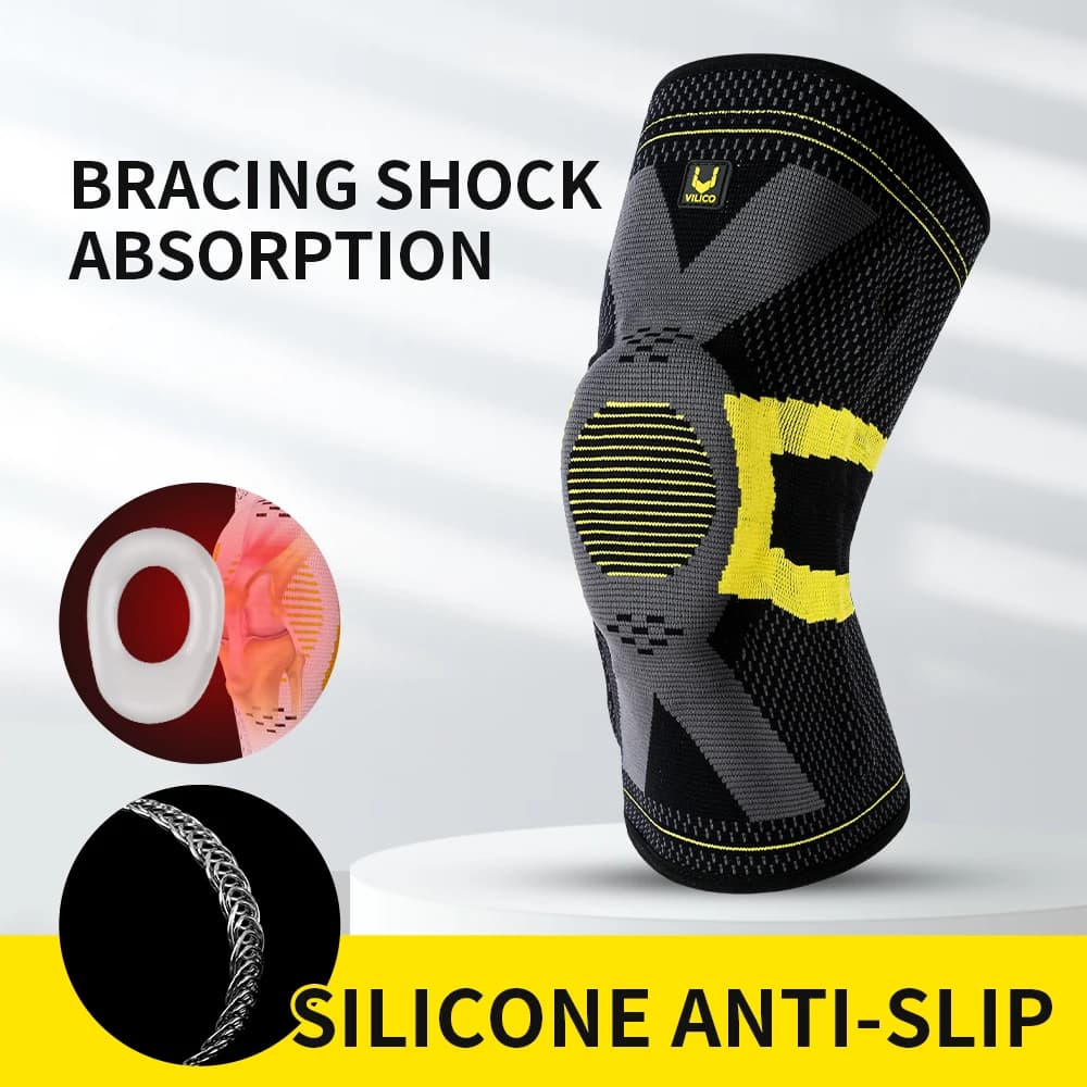 Ginocchiera sportiva con supporto rotuleo da 2 pezzi, compressione a molla lavorata a maglia, protezione completa, supporto per ginocchio elastico e traspirante per uomo donna
