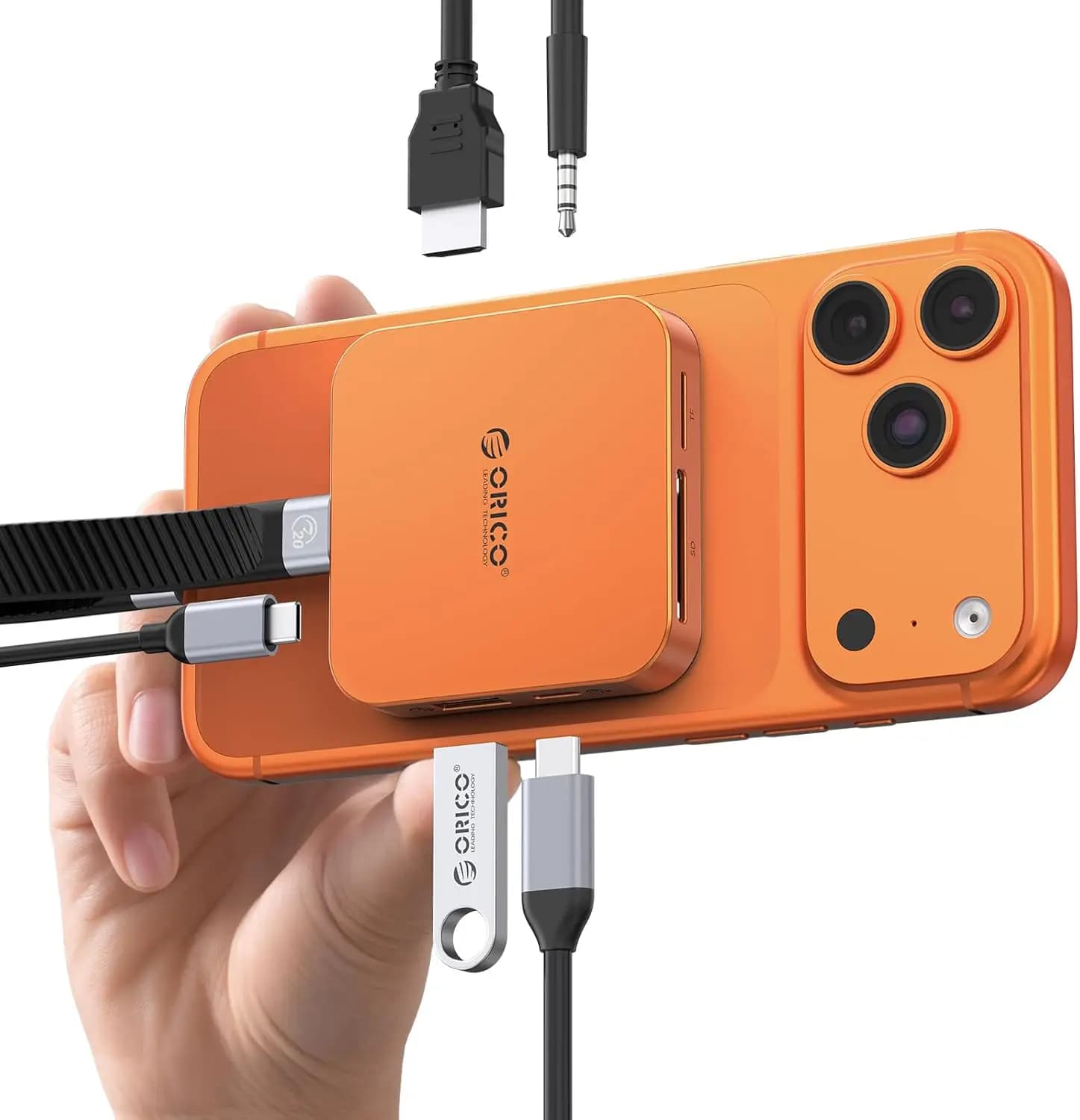 Docking Station Magnetica M.2 da 10Gbps con Hub USB C 8-in-1, HDMI 4K@60Hz, Slot SD/TF, AUX e PD 100W per iPhone/MacBook/iPad