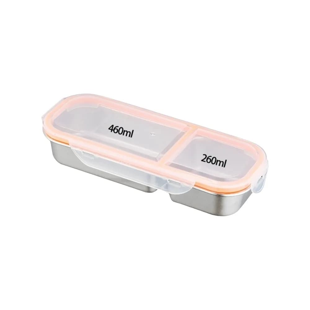 Contenitore per Snack a 2 Scomparti, Design Anti-Perdita, Coperchi Ermetici, Bento Box Riutilizzabile, Adatto al Microonde, Contenitori per Alimenti per Picnic