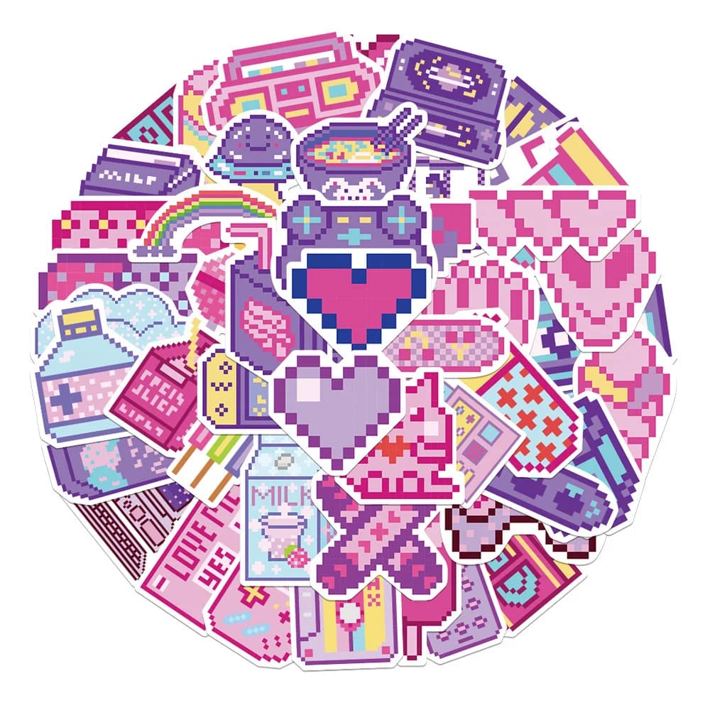 50 pz Ins Pixel Style Trendy Graffiti adesivo impermeabile giocattolo decorazione Notebook regalo per bambini Ipad PVC Sticker