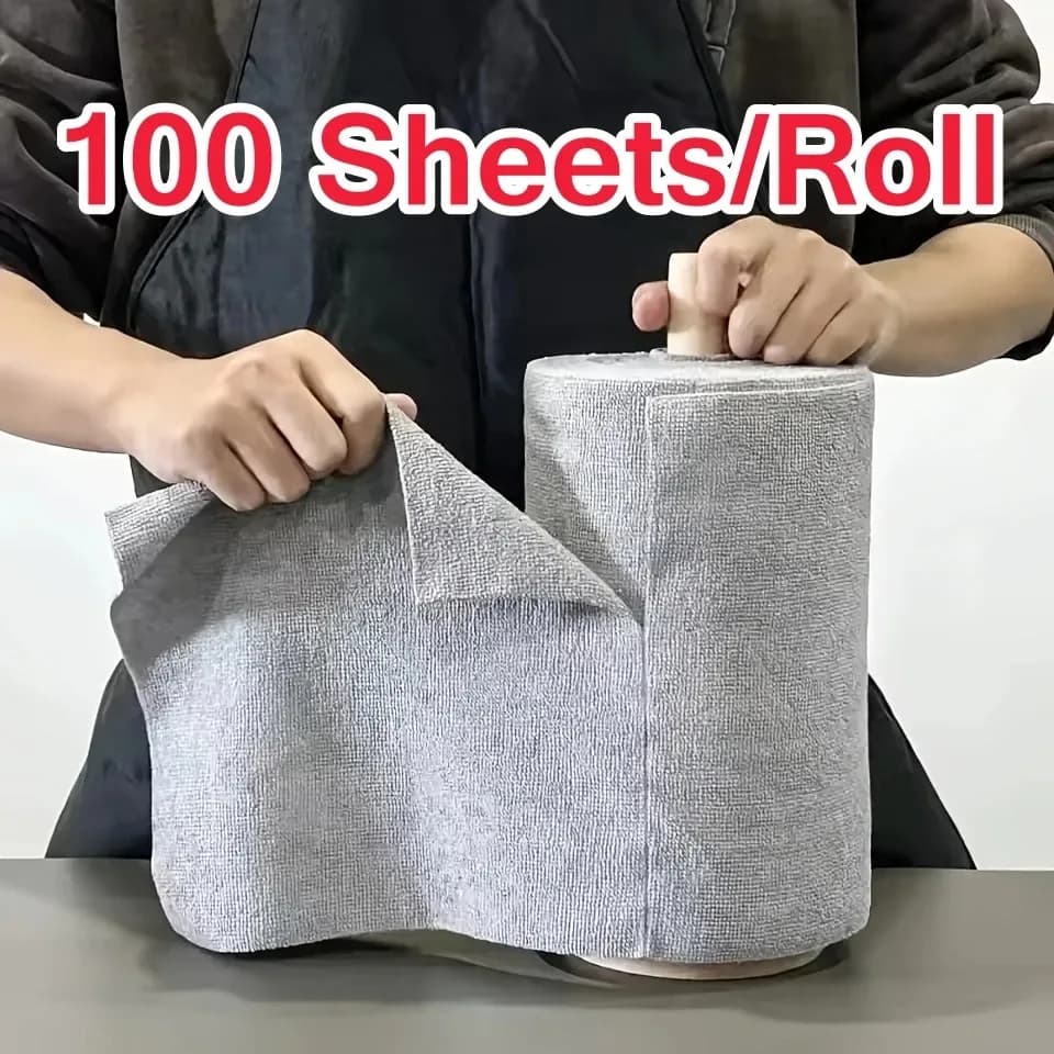 Panno in microfibra riutilizzabile a doppio lato per la pulizia di piatti, utensili e accessori da cucina, si strappa a mano.