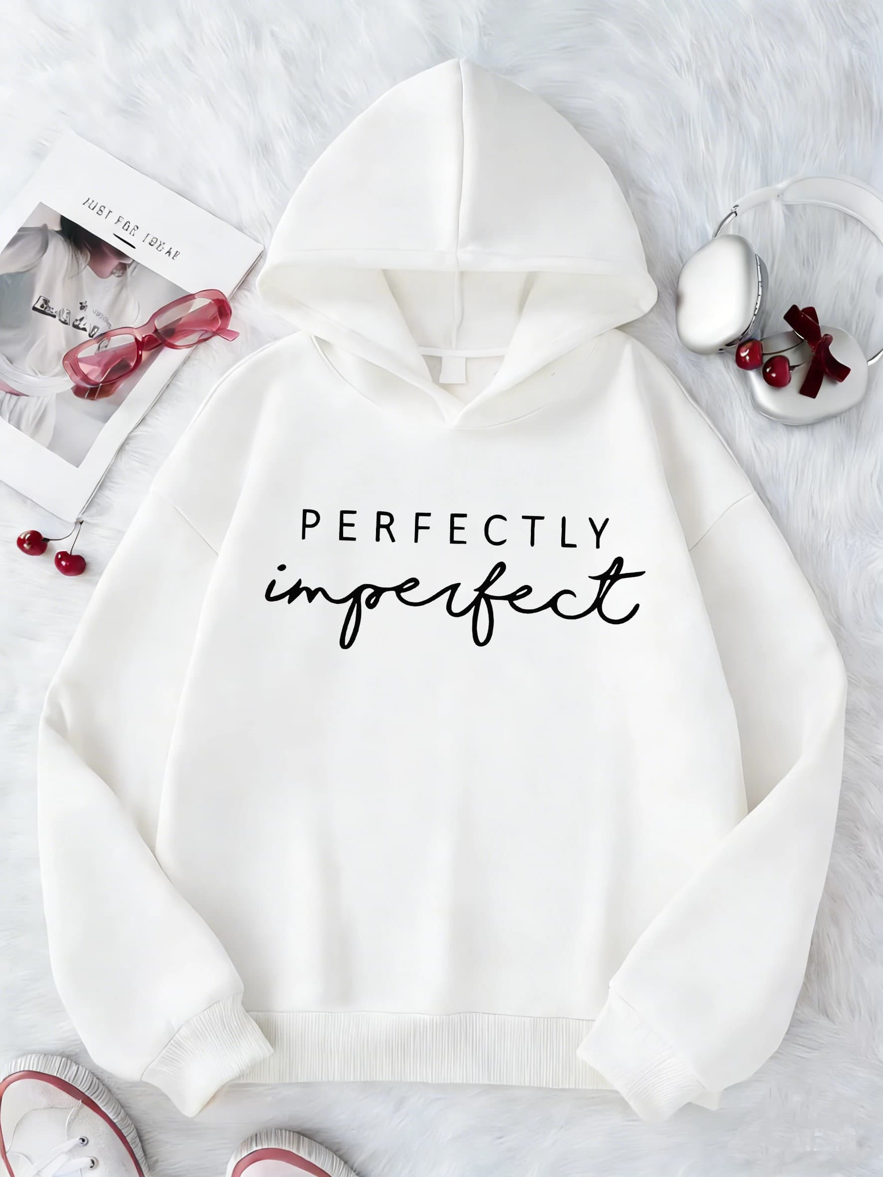 Felpa con Cappuccio Y2K con Stampa 'Perfectly Imperfect' per Bambini, Abbigliamento Casual per Ragazzi e Ragazze