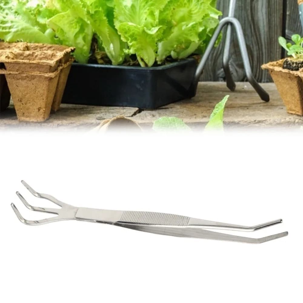 Resistente Rastrello per Bonsai 2 in 1 in Acciaio Inossidabile, Pinzette a 3 Punte, Manico Ergonomico Leggero, Attrezzo da Giardinaggio per Piante in Vaso