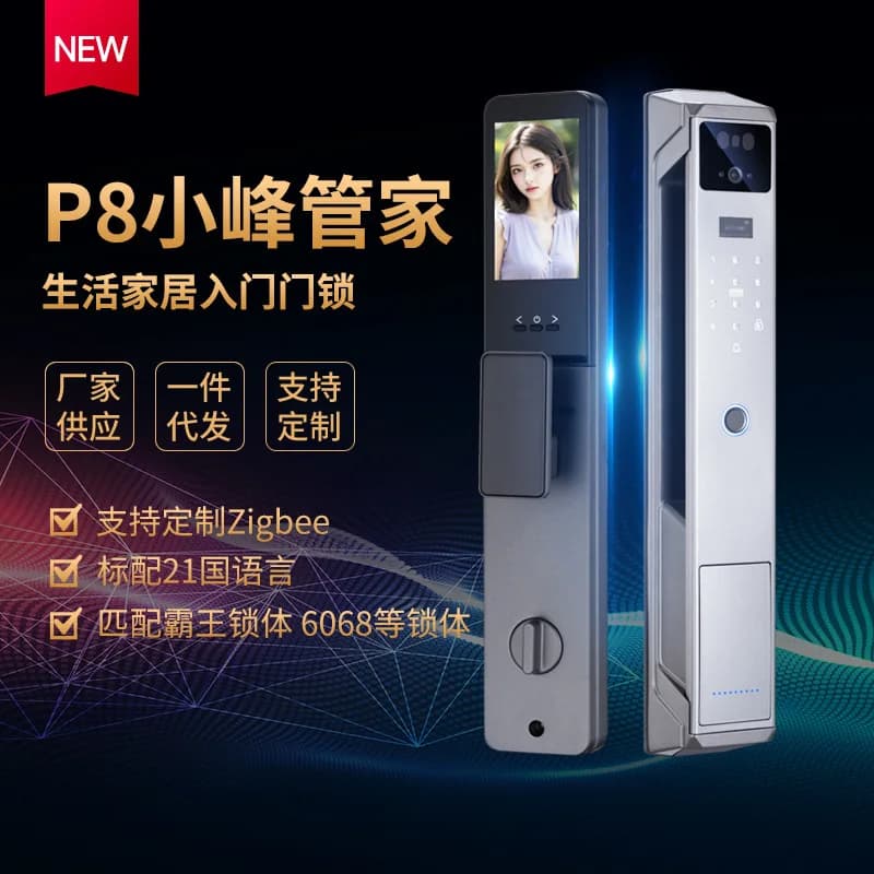 Serratura Intelligente Cat Eye per Uso Domestico con Impronta Digitale, Password, Sblocco Remoto WiFi, Videocitofono e Riconoscimento Facciale
