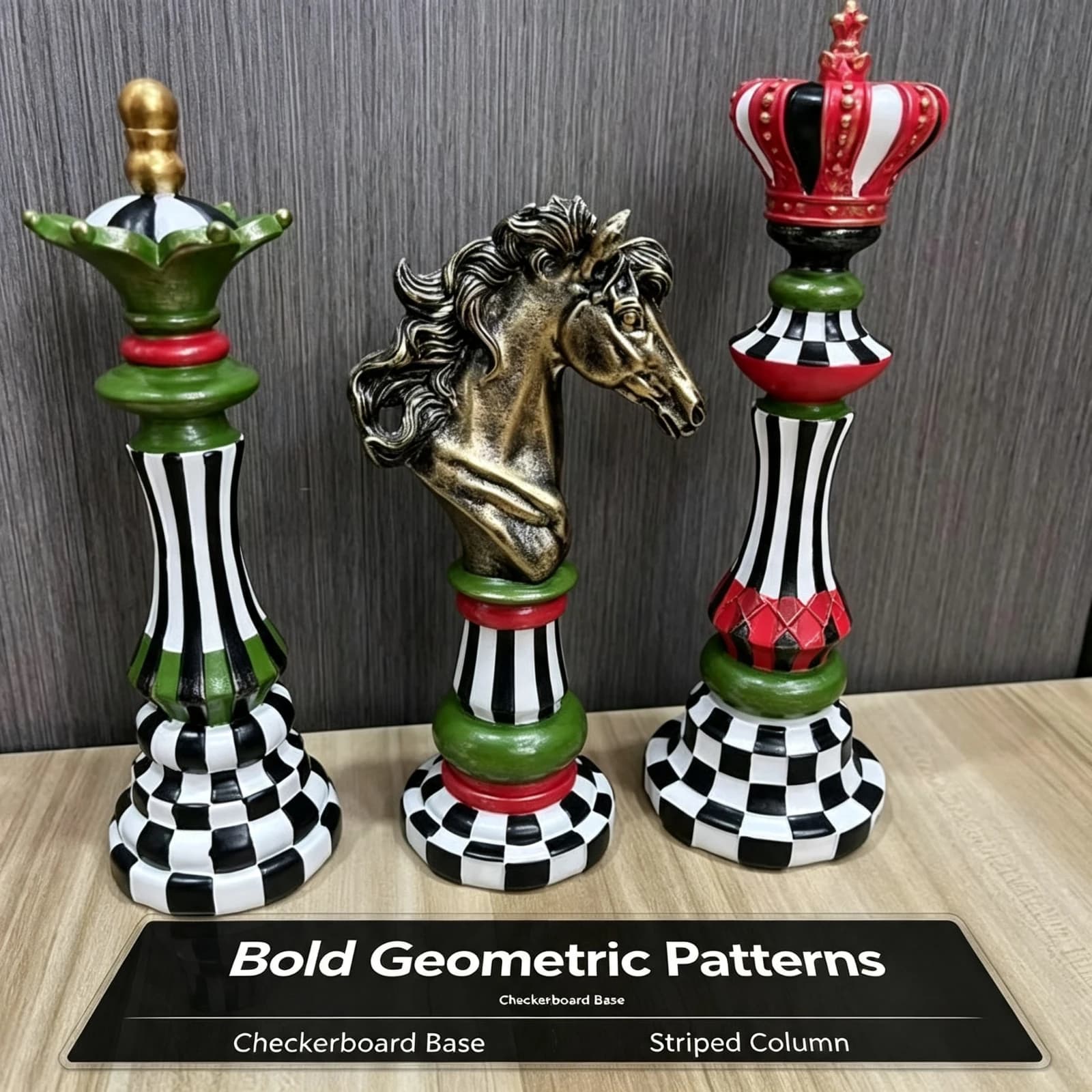 Large Resin Chess Piece Statue, Set King Queen Knight Decorative, Figurines For Home Living Room, TV Cabinet Desktop Ornament Gi