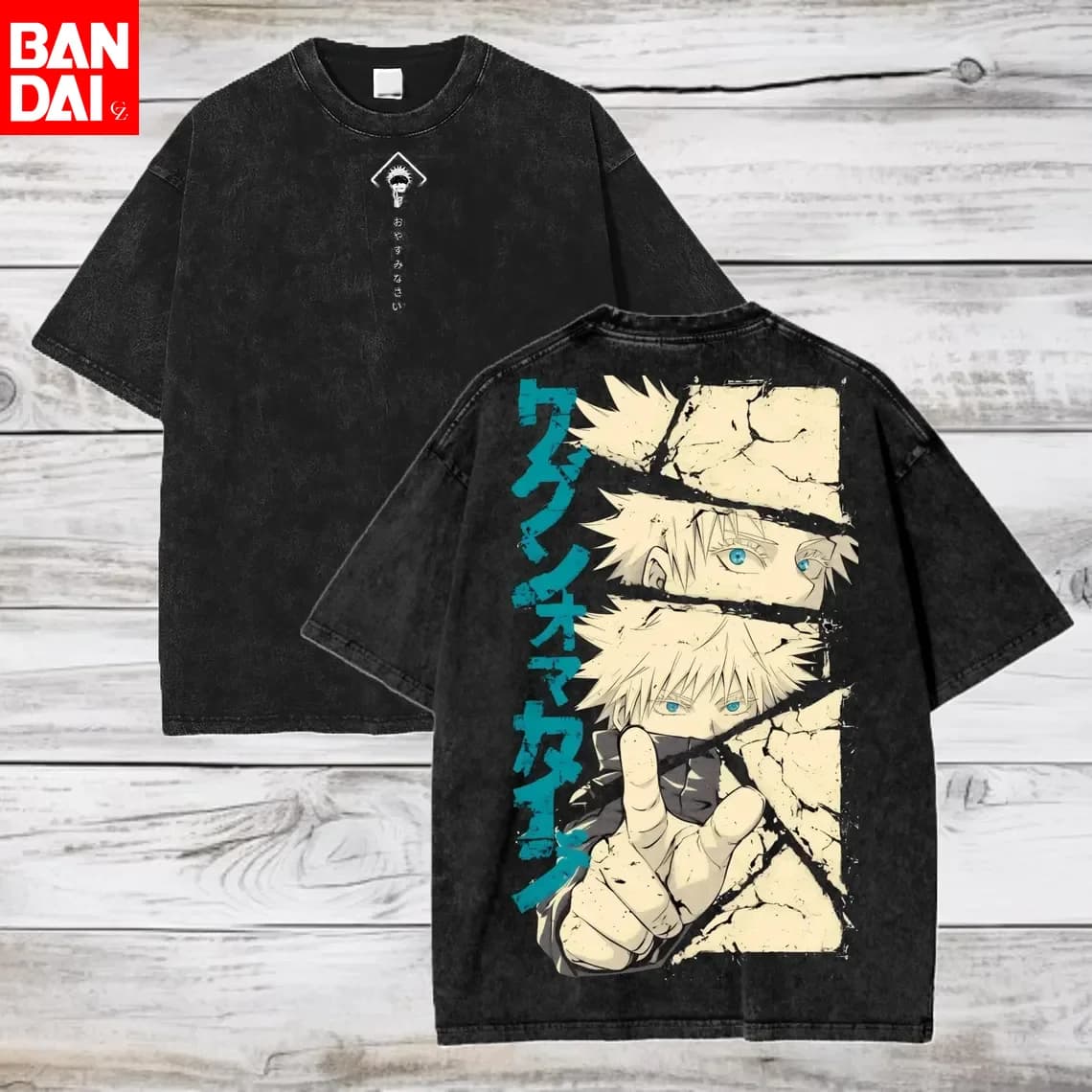 T-Shirt Anime Jujutsu Kaisen Sukuna con Grafica Effetto Lavato, Maglietta Oversize da Uomo in Cotone a Maniche Corte, Top Estivo Sportivo