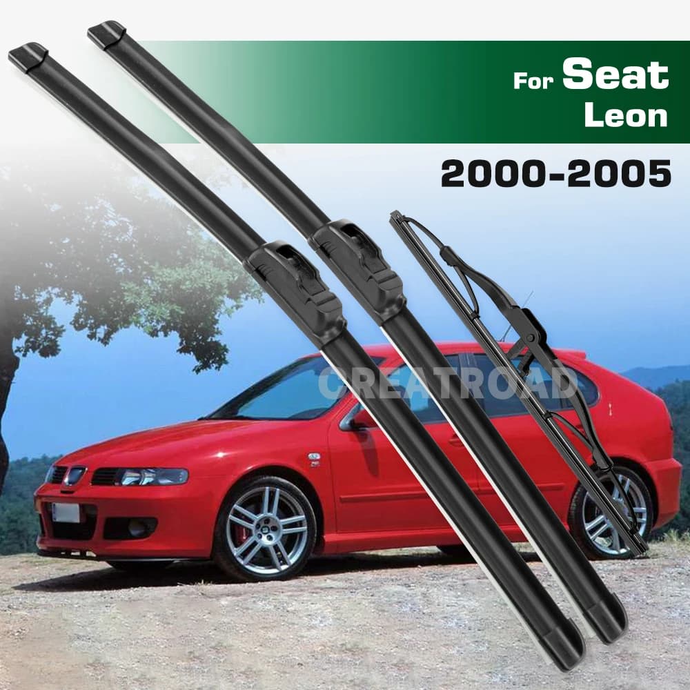 GREATROAD Tergicristallo LHD e RHD Set di spazzole tergicristallo anteriori e posteriori per Seat Leon MK1 2000 - 2005 Spazzole per finestre per parabrezza