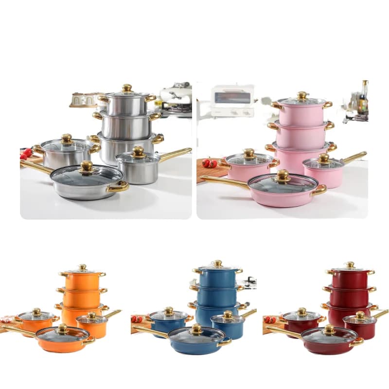 113hot High Quality Stainless Steel Nonstick Cookware Set 12 Pieces a Set of Stock Pot Stew Pan Cooking Pots Frying Set