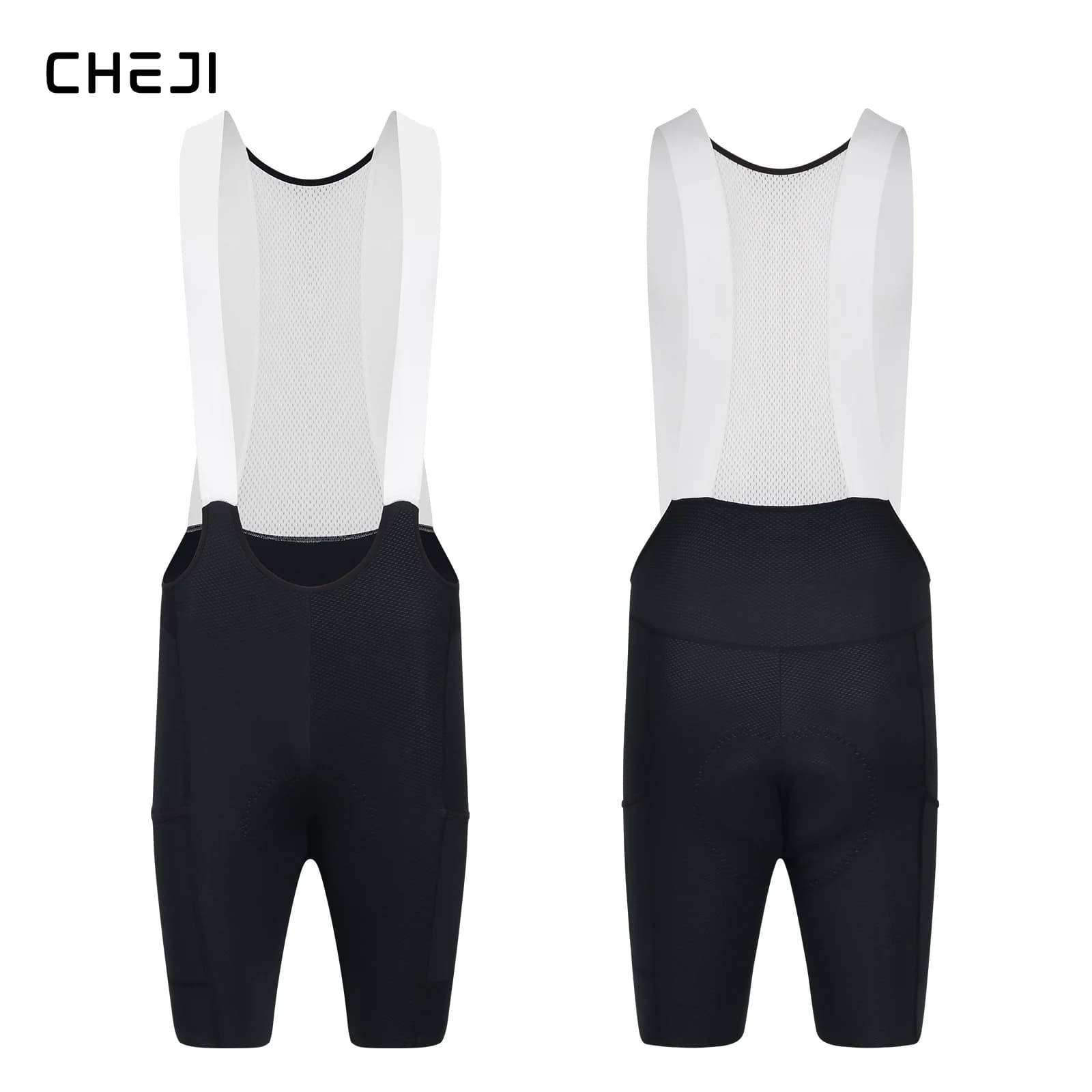 Pantaloncini da Ciclismo con Bretelle Cheji da Uomo, a Compressione, Traspiranti, Taglia S
