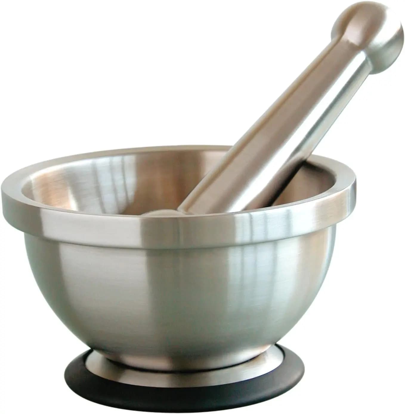 Set mortaio e pestello - Macinino per erbe e spezie in acciaio inossidabile con base in gomma per evitare scivolamenti - Facile da pulire e lavabile in lavastoviglie