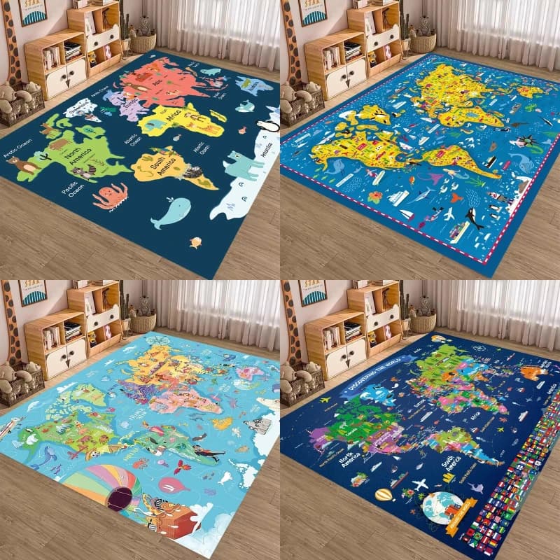 Carpet for large areas with animal world map printing Wear resistant non-slip carpet for living room bedroom Soft carpet House decorations Very nice