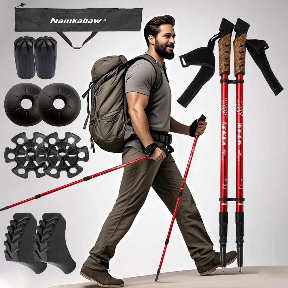 Set di Bastoncini da Trekking Telescopici Regolabili in Alluminio, Bastoni Leggeri per Escursionismo, Attrezzatura Essenziale per Arrampicata all'Aperto