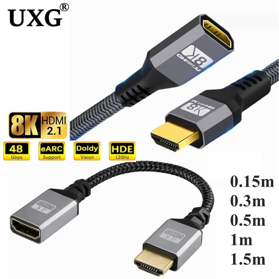 Extension cable HDMI 8K male to female 1.5M/2M/3M HDMI 4K 3D 2.1v 1.4v Extended HDMI cable for HD LCD TV Laptop PS3 Projector