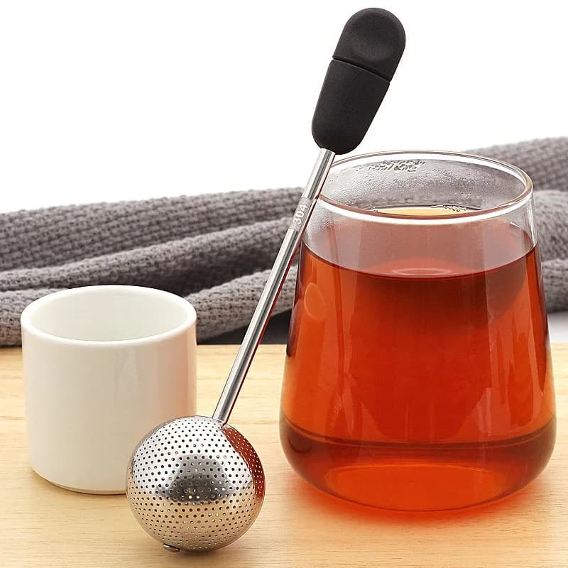 Filtri per il tè manico lungo in acciaio inossidabile filtro per lo scarico del tè maglia riutilizzabile per caffè macchina per il tè infusori per teiera accessori per la cucina