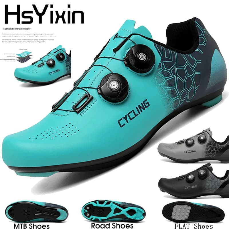 Scarpe da Ciclismo Uomo Traspiranti MTB con Attacco Rapido, Scarpe da Corsa su Strada SPD Leggere, Sneakers da Bici Flat
