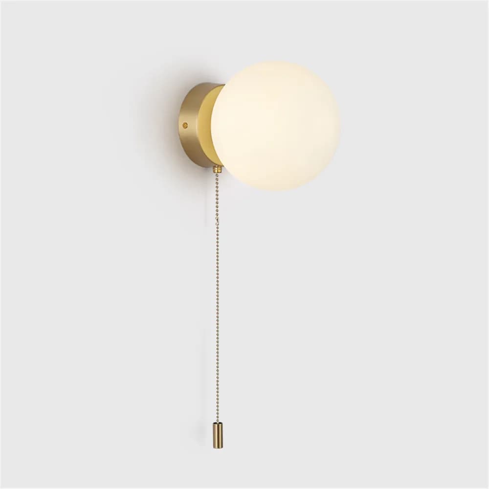LED Wall Lamp with Pull Switch Modern Bedside Light Simple Nordic For Bedroom Hotel Stay Background LED Circular Glass Wall Light