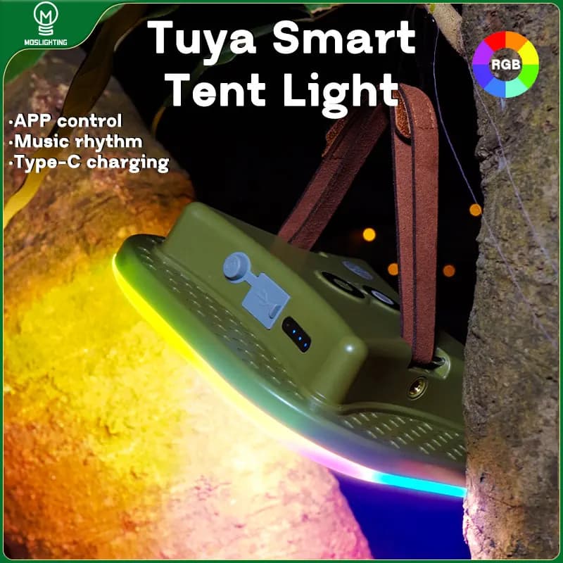 MOSLIGHTING Outdoor LED tenda luce batteria luce da campeggio APP Mobile lanterna Bluetooth luce da lavoro notturna torcia ricarica solare