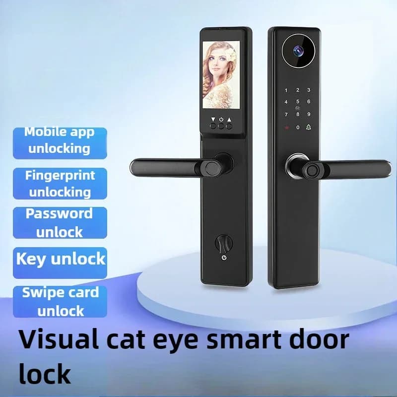 Serratura Elettronica Intelligente con Combinazione e Telecamera di Sorveglianza, in Lega di Alluminio, con Funzione Cat Eye e Controllo Remoto