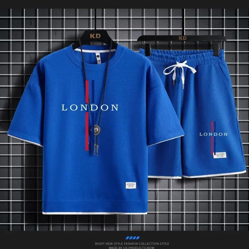 Summer new men's suit, short-sleeved breathable and quick-drying T-shirt + shorts, combining street fashion, casual comfort, sof